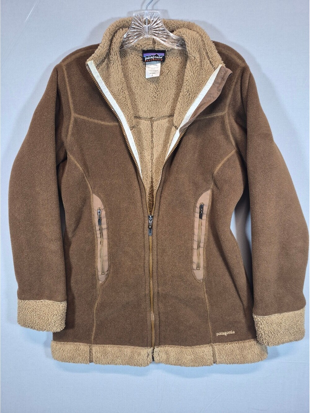 Patagonia Synchilla Women’s Small Brown Tan Sherpa Lined Full Zip Fleece Jacket